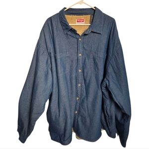 Wrangler Sherpa Lined Denim Shirt Jacket Men's 3XL/3TG Button Up with Pockets